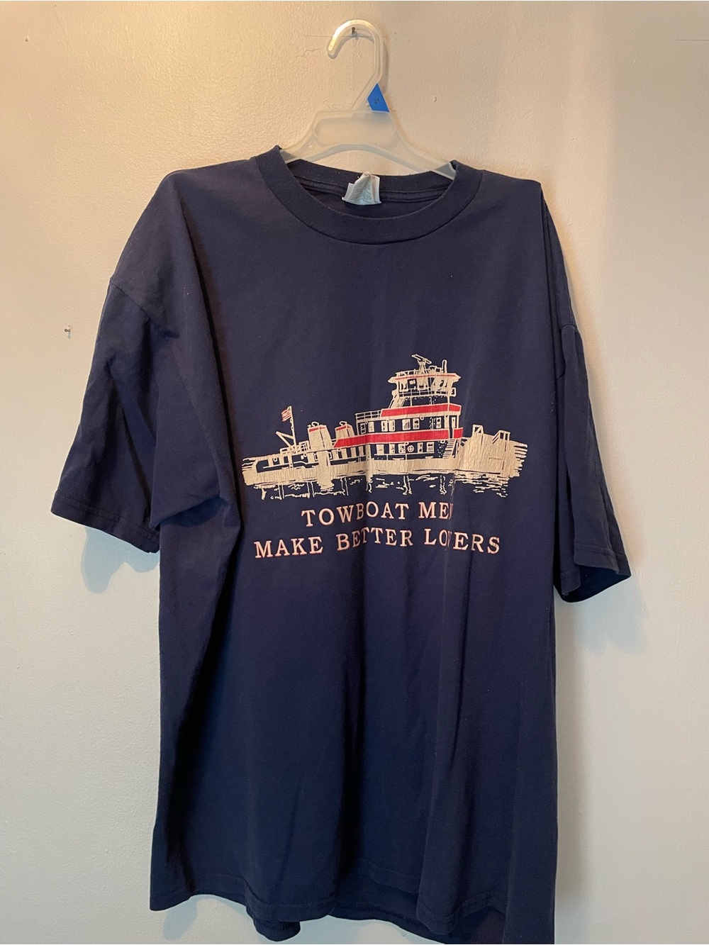 Jerzees Navy Blue Towboat Graphic Short Sleeve Tee